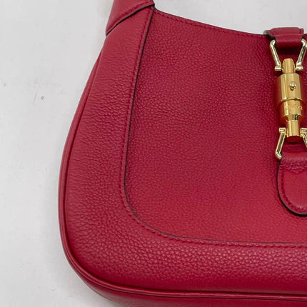 Gucci Jackie 1961 Small Red Pebbled Leather Shoulder Bag