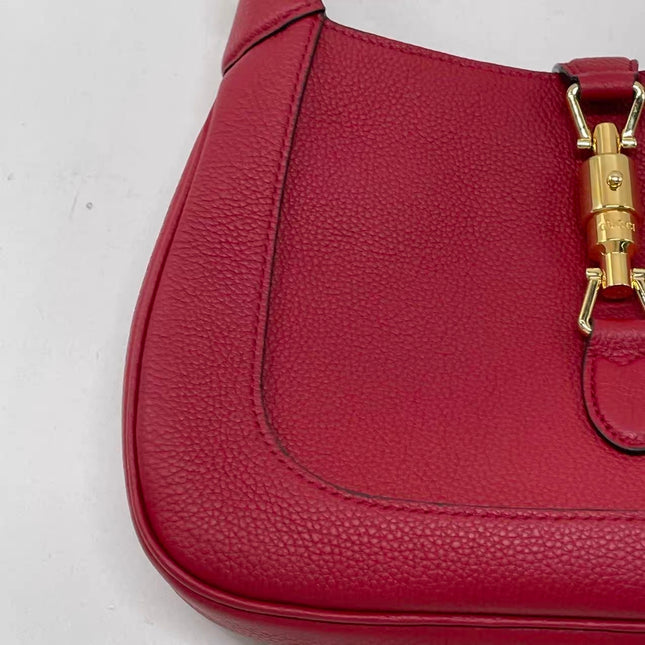 Gucci Jackie 1961 Small Red Pebbled Leather Shoulder Bag