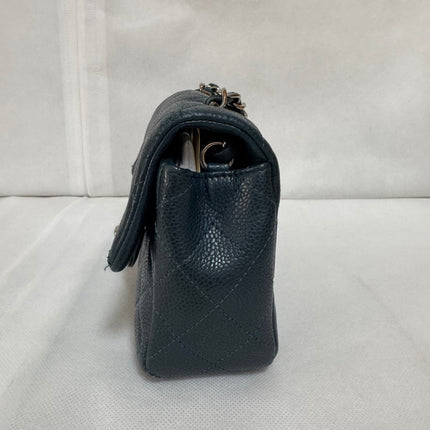 Chanel Classic Flap Rectangular Mini Navy Caviar Leather Silver Hardware 2015-16