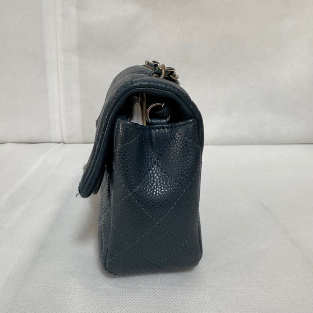 Chanel Classic Flap Rectangular Mini Navy Caviar Leather Silver Hardware 2015-16