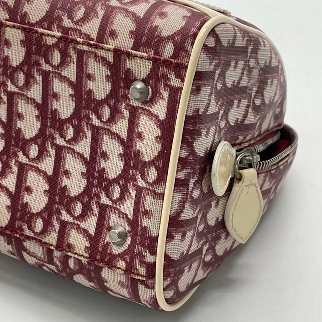 Dior No. 1 Rasta Trotter Bowling Bag Red Oblique Canvas White Patent Leather