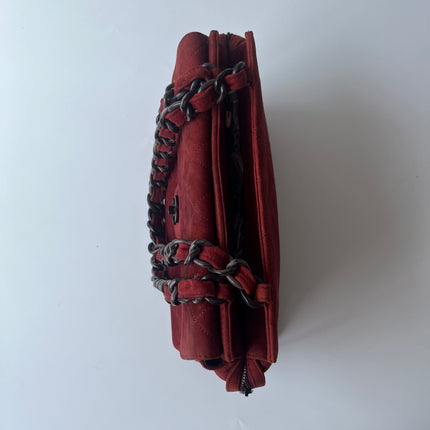 Sac fourre-tout Chanel Kelly Mini 1997-1999 en cuir suède rouge