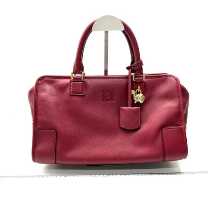 Loewe Amazona 36 Medium Burgundy Leather Dragon Lock Gold-tone Hardware-Luxbags