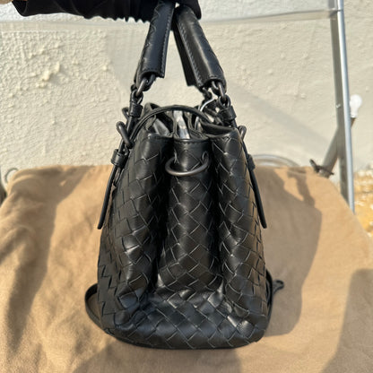 Bottega Veneta Roma Handbag Bag Intrecciato Nappa Leather Black Mini 25cm