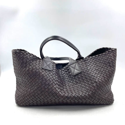 Sold Bottega Veneta Cabat Large Intreccio Leather Tote Bag Dark Chocolate Brown with Pouch 40cm