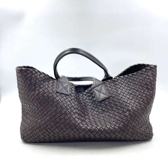 Sold Bottega Veneta Cabat Large Intreccio Leather Tote Bag Dark Chocolate Brown with Pouch 40cm