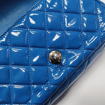 Chanel Classic Flap Mini Blue Patent Leather Silver Hardware