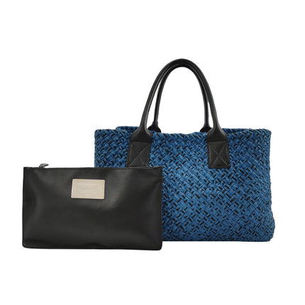 Bottega Veneta Cabat Tote Intreccio Leather Navy and Black 42cm-Luxbags