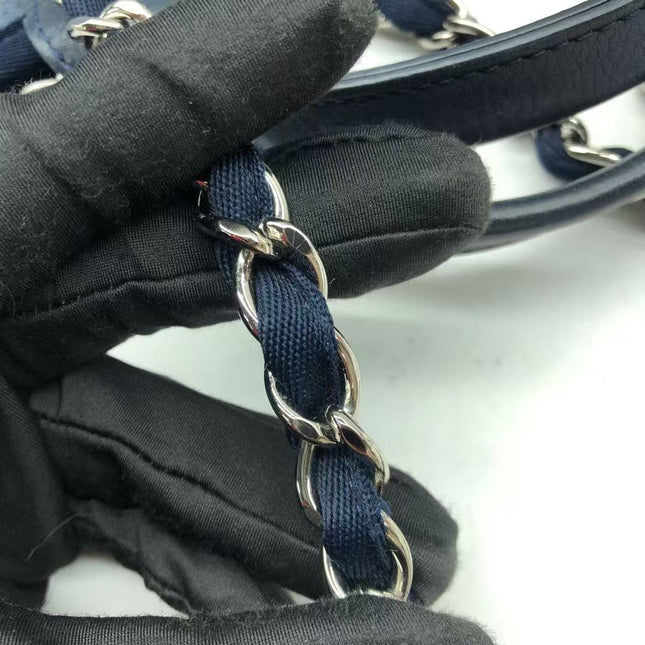 Chanel Deauville Tote Medium Navy Denim Top Handle 2012