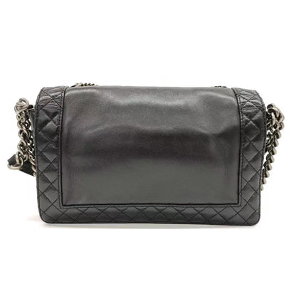 Chanel Enchained Boy Bag 2012 Black Leather Medium Flap Bag