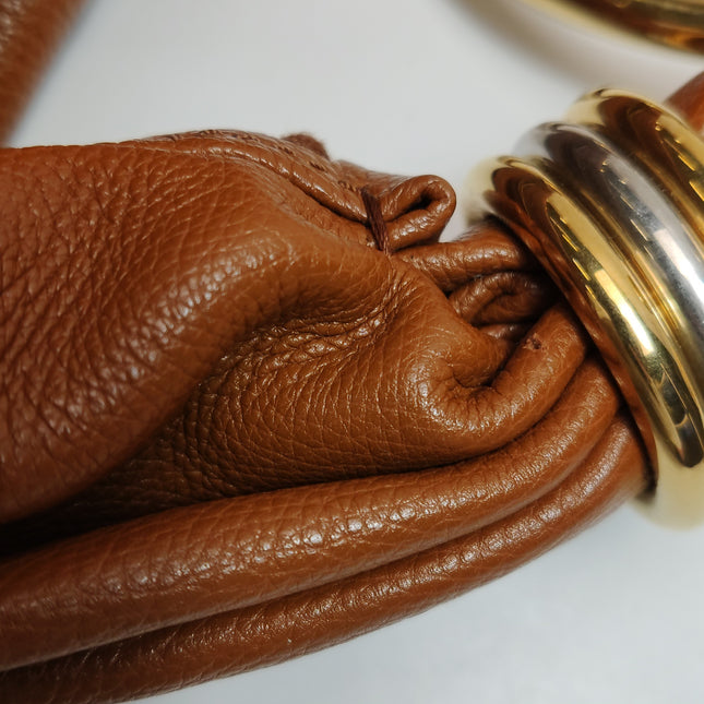 CHLOÉ Bracelet Hobo Embellished Brown Glossed Textured-leather Shoulder Bag