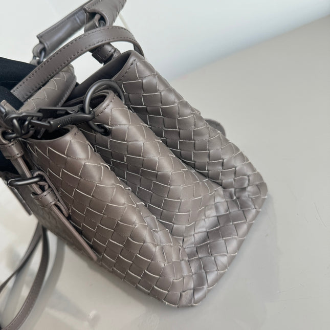 Bottega Veneta Roma Handbag Bag Intrecciato Nappa Leather Grey Mini 25cm