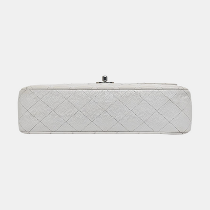 Chanel Classic Flap Medium 2008 White Caviar Leather Silver Hardware