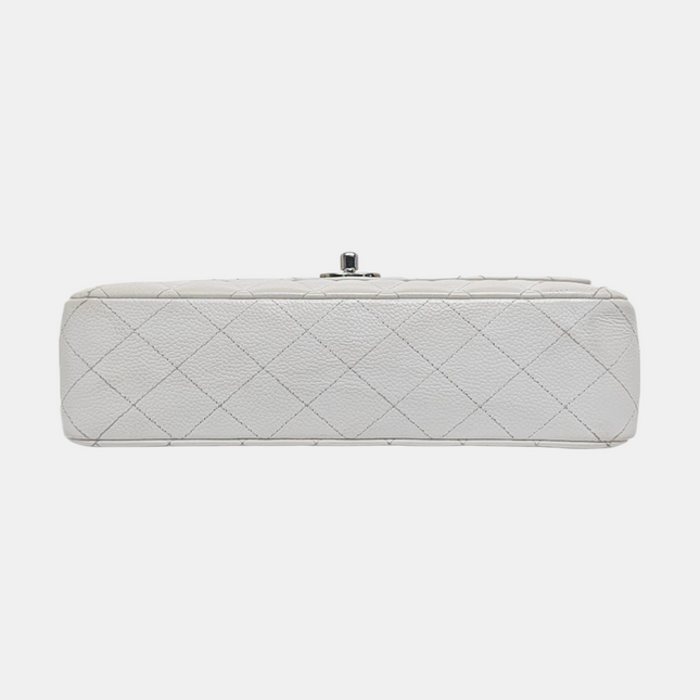 Chanel Classic Flap Medium 2008 White Caviar Leather Silver Hardware