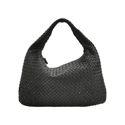 Bottega Veneta Intrecciato Hobo Bag Medium Black leather with Metal Studs 40cm-Luxbags