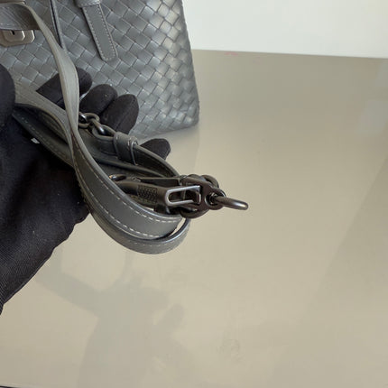 Bottega Veneta Roma Handbag Intrecciato Nappa Leather Grey Small 30cm