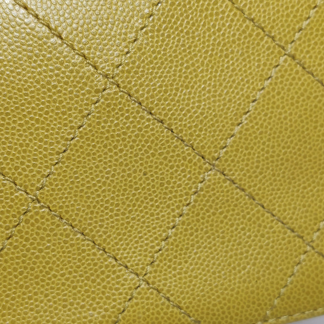 Chanel Vintage Kelly Flap Bag Yellow Caviar Leather 24k Gold Hardware 1997-1999