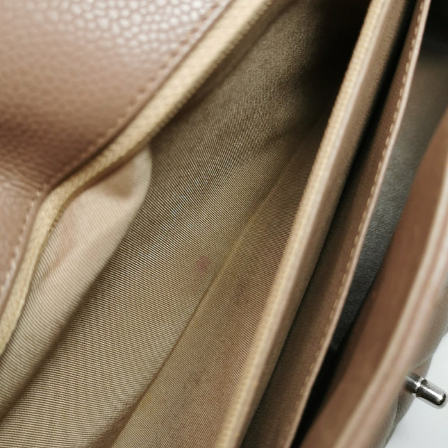 Chanel Classic Flap Jumbo 2009 Coffee Brown Caviar Leather Single Flap Silver Hardware