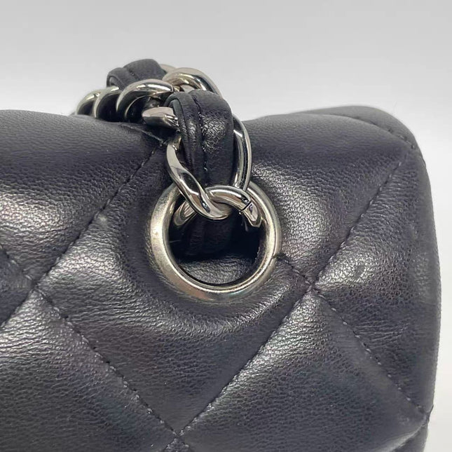 Chanel Classic Flap Maxi Black Lambskin Leather Double Flap Silver Hardware 2011-2012