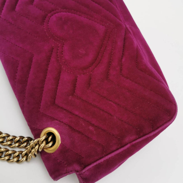 Sold Gucci Marmont Mini Flap Pink Velvet Handbag