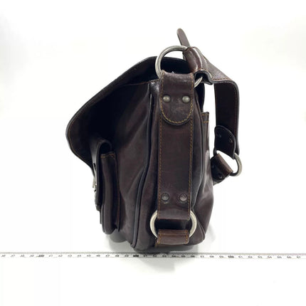 Dior Vintage Gaucho Large Dark Brown Leather Crossbody Bag 36cm