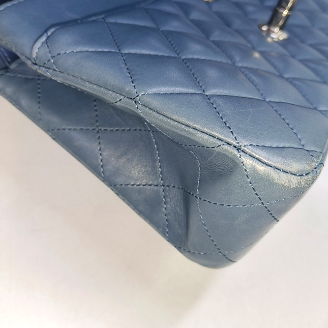 Chanel Timeless Classic Flap Medium Misty Blue Lambskin Leather Silver Hardware, 2012