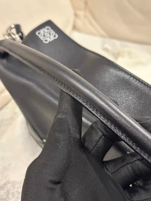 Loewe Puzzle Small Black Smooth Leather White Logo With Metal Feet 2016