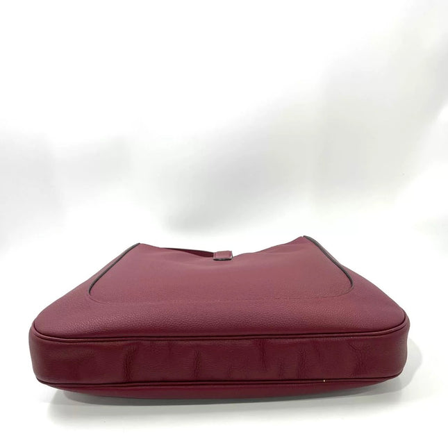 Gucci Jackie 1961 Burgundy Large Pebbled Leather Shoulder Bag with Strap