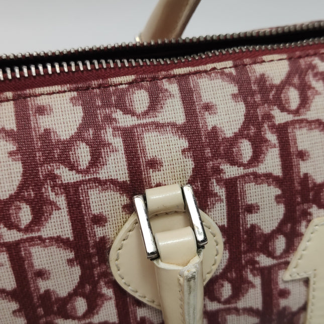 Dior No. 1 Rasta Trotter Bowling Bag Red Oblique Canvas White Patent Leather