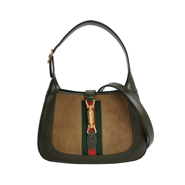 Gucci Jackie 1961 Small Olive Green Suede and Leather Bag