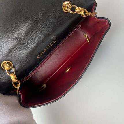 Chanel Diana Flap Bag Mini Black Leather Bijou Chain