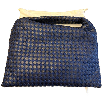 Bottega Veneta Hop Large Leather and Denim Intrecciato Navy Hobo Bag 55cm-Luxbags