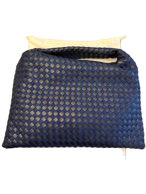 Bottega Veneta Hop Large Leather and Denim Intrecciato Navy Hobo Bag 55cm-Luxbags