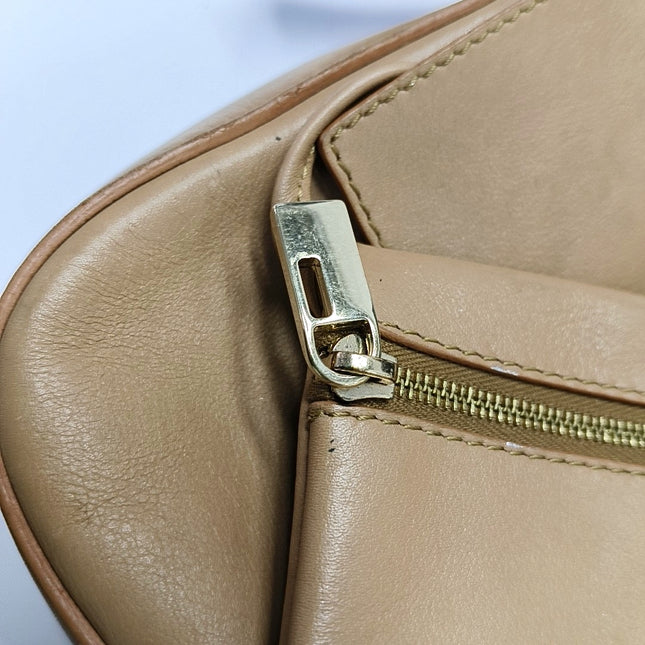 Fendi Baguette Beige Leather with Gold Studded Metal Buckle