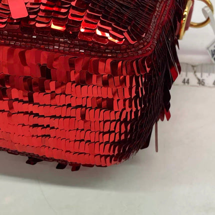 Fendi Baguette Medium Red Glitter Sequins Shoulder Bag