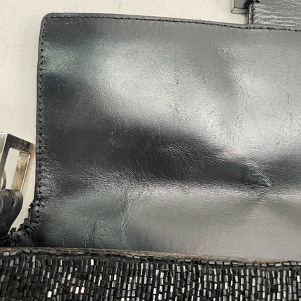 Fendi Baguette Vintage Black Glitter Beads Shoulder Bag