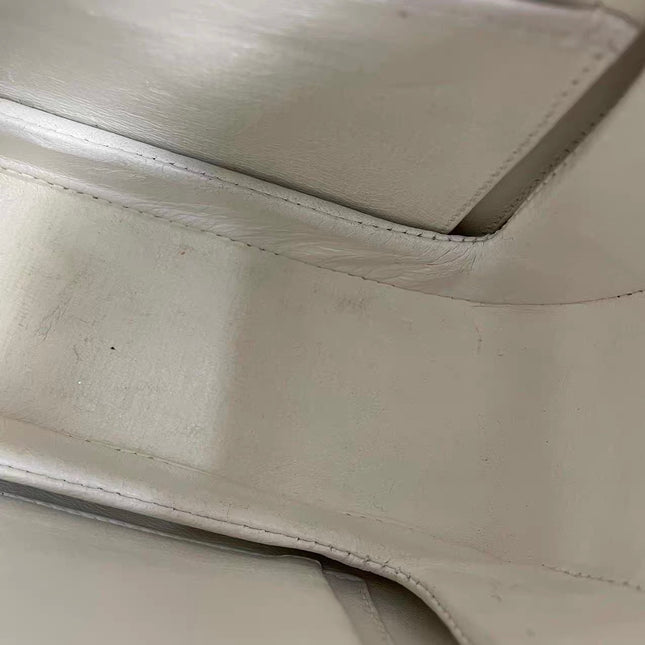 Gucci Bamboo 1947 Top Handle Bag White Grained Leather Medium