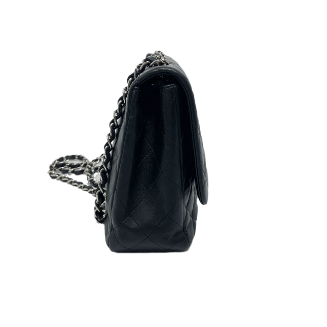 Sold Chanel Classic Flap Jumbo Large Black Lambskin Leather with Silver hardware