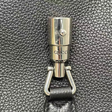 Gucci Jackie 1961 Black Large Pebbled Leather Shoulder Bag with Strap