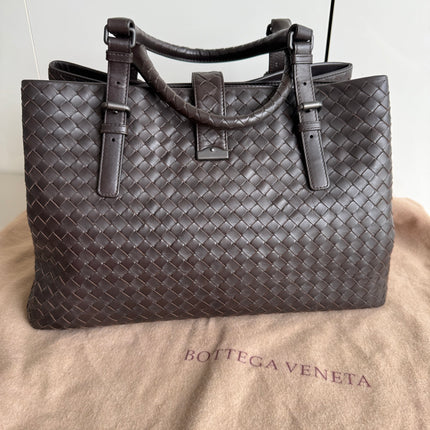 Bottega Veneta Roma Large Intrecciato Nappa Leather Dark Brown 35cm