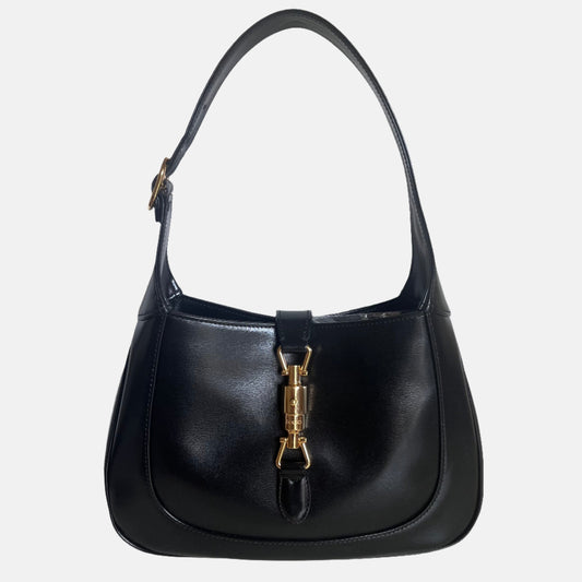 Gucci Jackie 1961 Black Leather Bag Small with Adjustable Strap-Luxbags