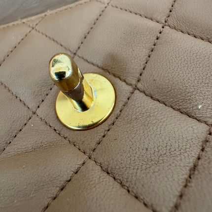 Chanel Classic Flap Mini Vintage Beige Lambskin Leather Adjustable Gold-tone Chain