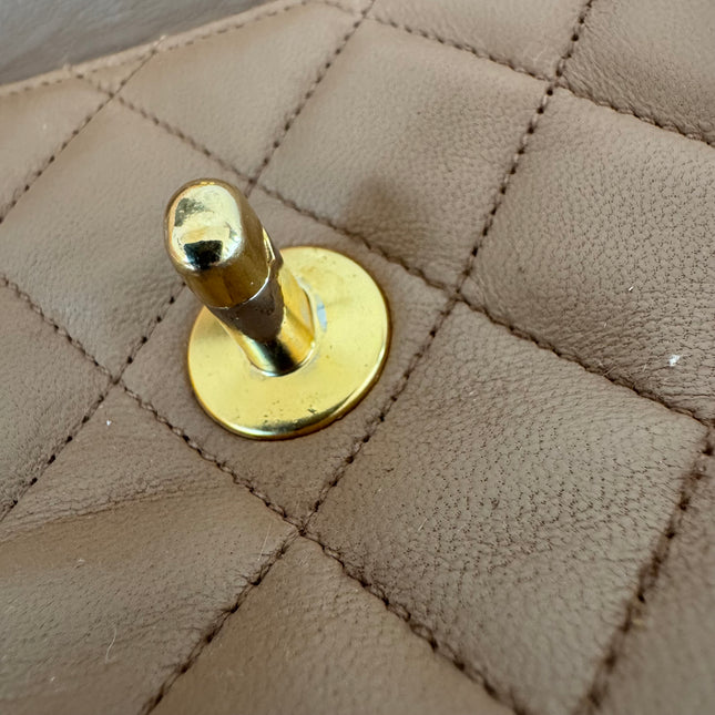 Chanel Classic Flap Mini Vintage Beige Lambskin Leather Adjustable Gold-tone Chain