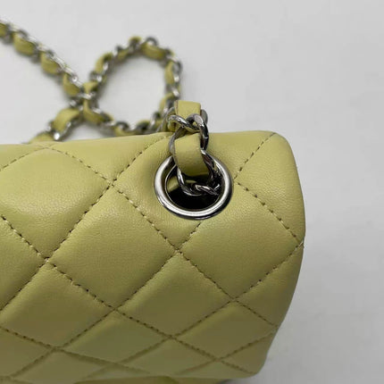 Chanel Classic Flap Rectangular Mini Yellow Lambskin Leather Silver Hardware Microchip