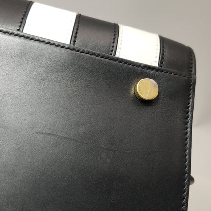 Saint Laurent Sac De Jour Small Black and White Striped Leather Handbag