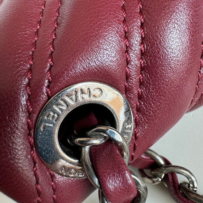 Chanel Classic Flap Medium Chevron Burgundy Quilted Lambskin Leather, 2015
