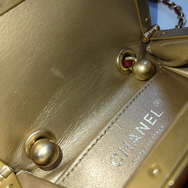 Chanel Kiss Lock Clasp Bag Super Mini Red Lambskin Leather Gold-tone Hardware, 2020