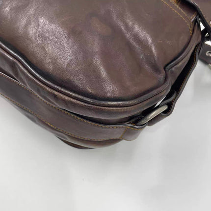Dior Vintage Gaucho Large Dark Brown Leather Crossbody Bag 36cm