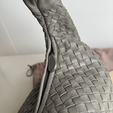 Bottega Veneta Belly Hobo Intrecciato Grey Leather Medium 40cm