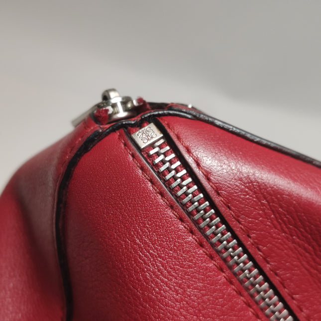 Loewe Puzzle Medium Red Leather with Zipper Crossbody Bag